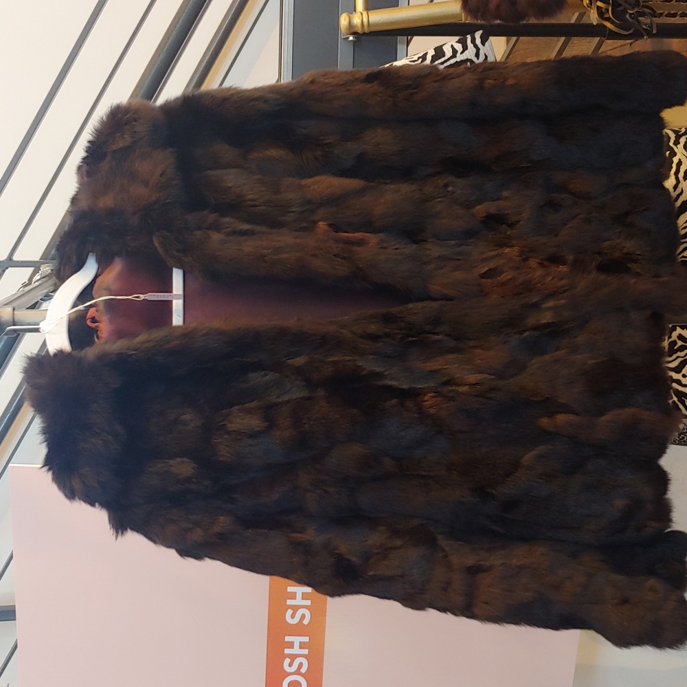 Brown fur bomber jacket w/ matching CROSSBODY fur purse